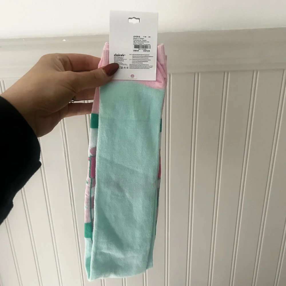 ⭐️ NEW Claire's Festive Pink and Green Nutcracker High Knee Christmas Socks